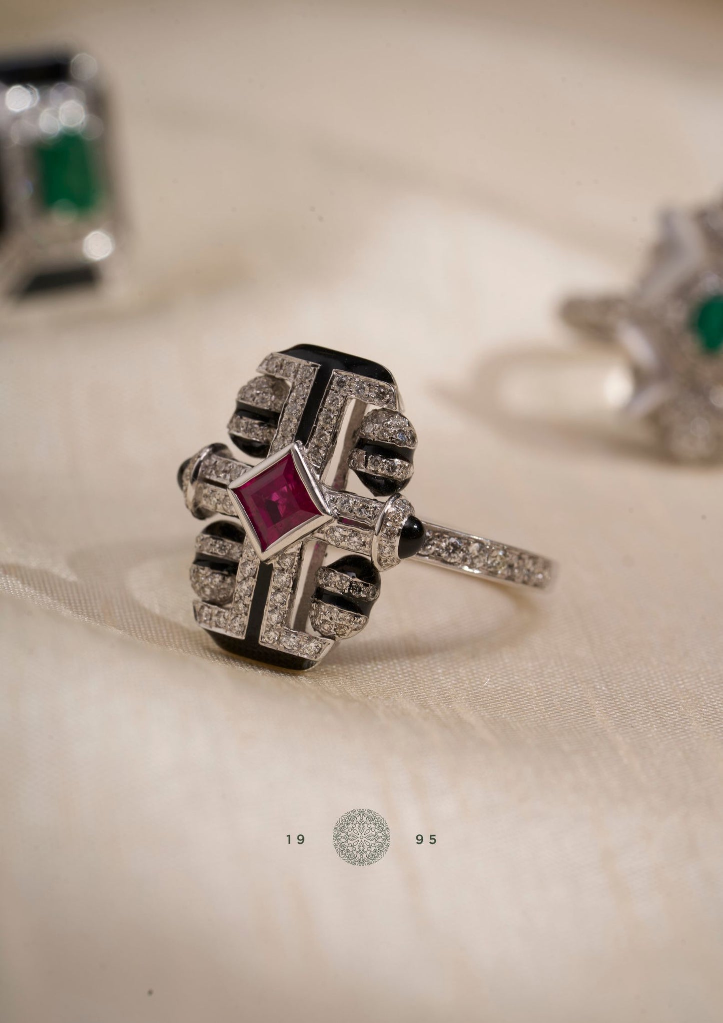 Ruby and Diamond Aztec Ring