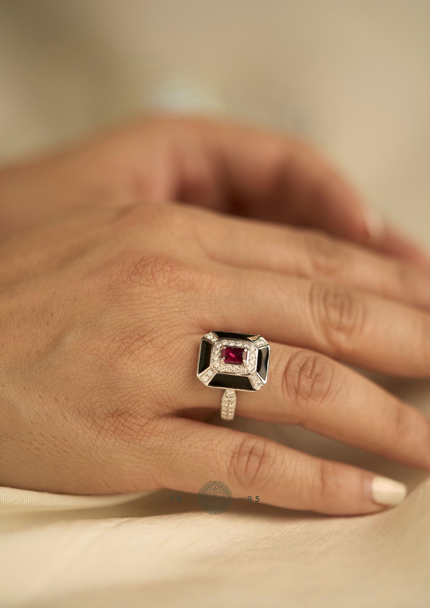 Ruby and Diamond Aztec Ring