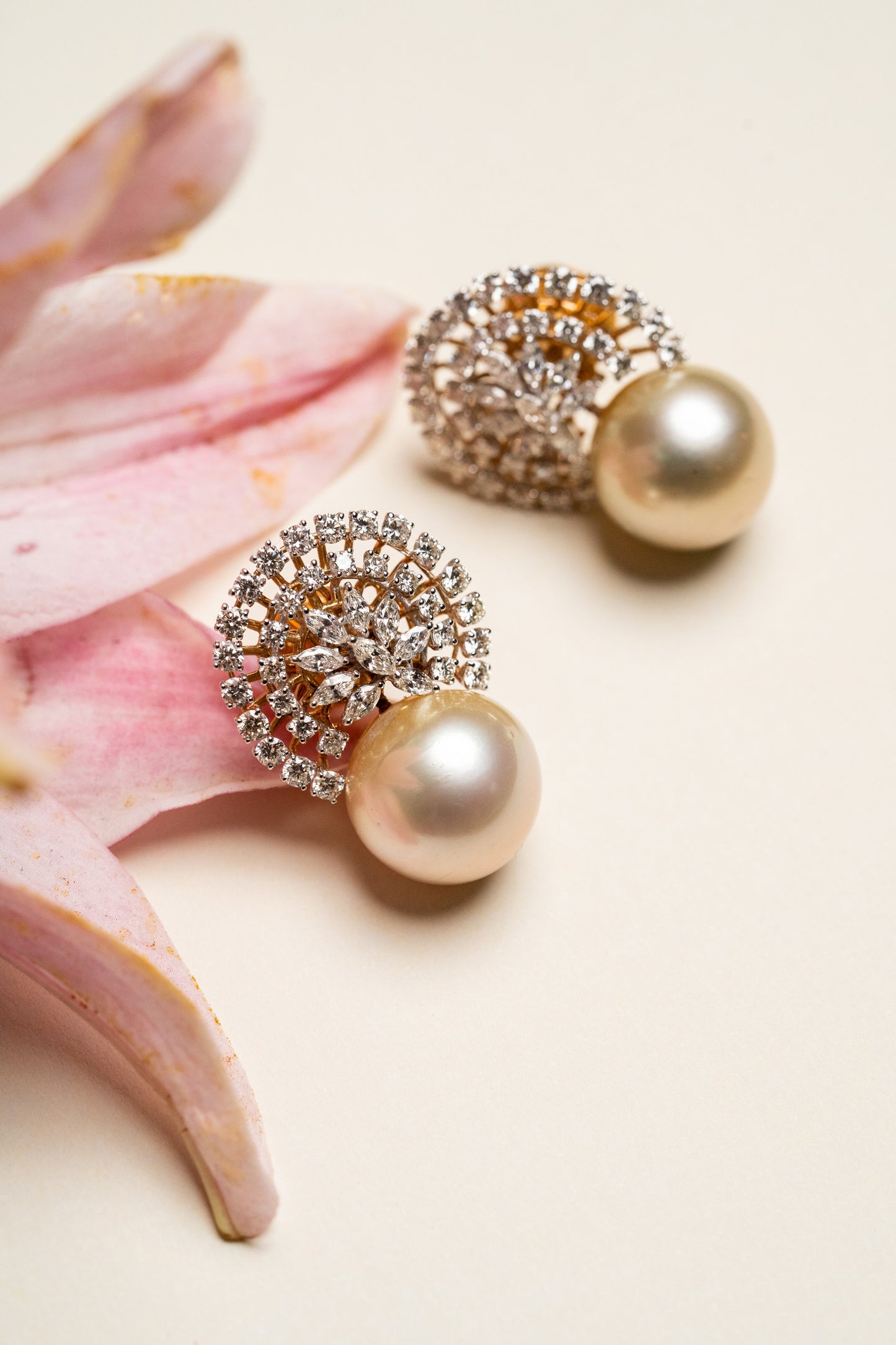 Diamond and pearl earrings